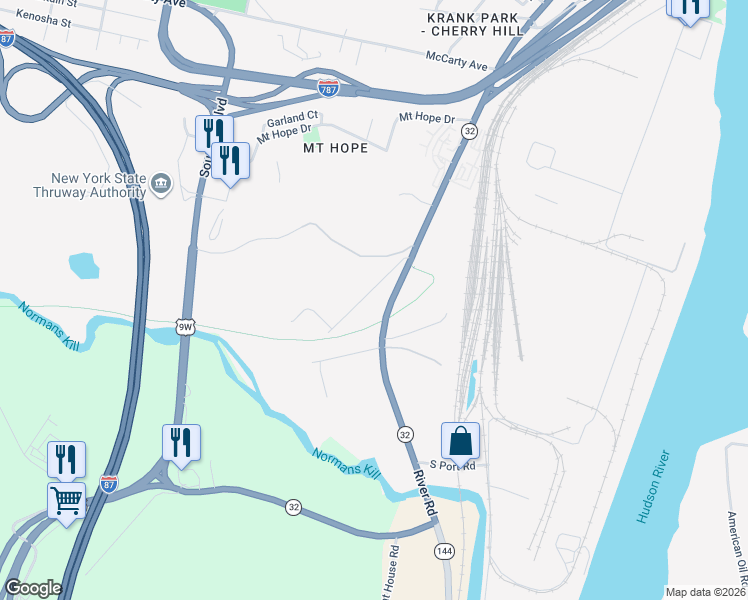 map of restaurants, bars, coffee shops, grocery stores, and more near 742 Old South Pearl Street in Albany