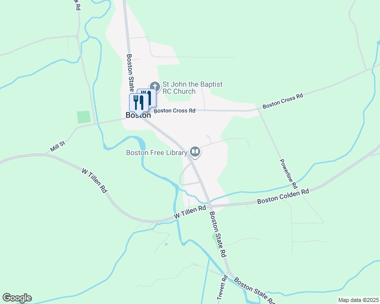 map of restaurants, bars, coffee shops, grocery stores, and more near 9457 Boston State Road in Glenwood