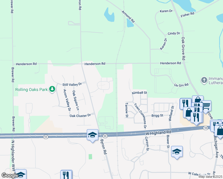 map of restaurants, bars, coffee shops, grocery stores, and more near 570 Olde English Circle in Howell