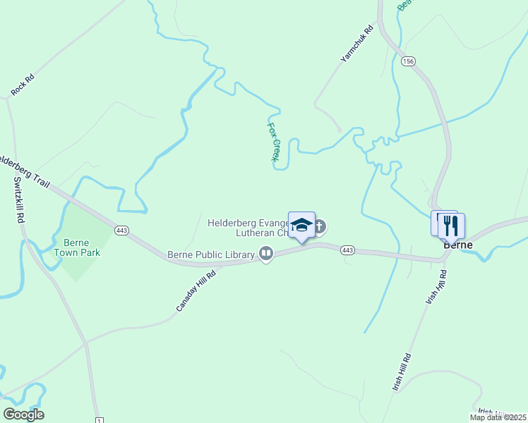map of restaurants, bars, coffee shops, grocery stores, and more near 1738 Helderberg Trail in Berne