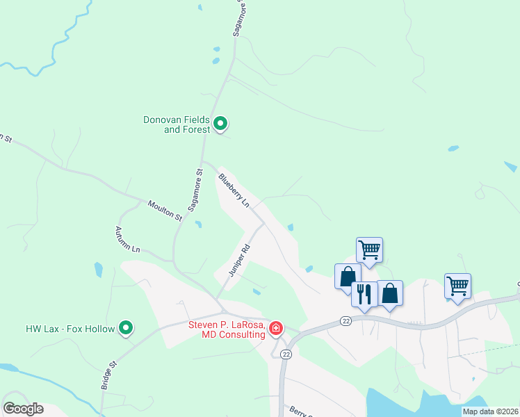 map of restaurants, bars, coffee shops, grocery stores, and more near 62 Blueberry Lane in Hamilton