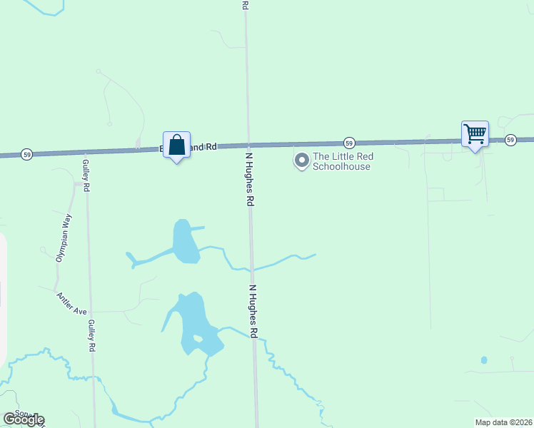 map of restaurants, bars, coffee shops, grocery stores, and more near 1900 North Hughes Road in Howell