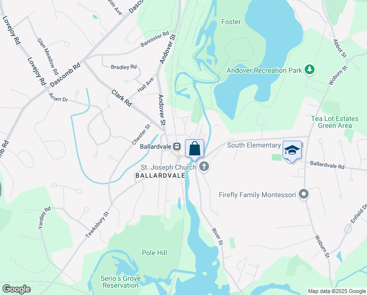 map of restaurants, bars, coffee shops, grocery stores, and more near 180 Andover Street in Andover