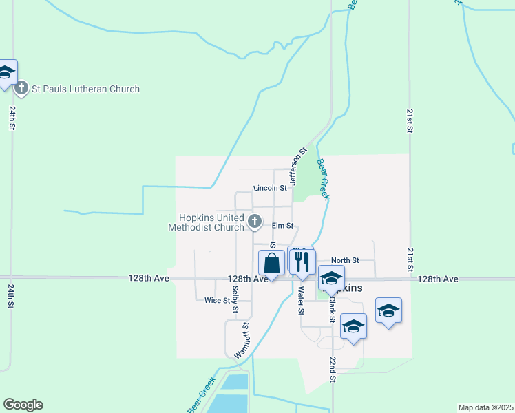 map of restaurants, bars, coffee shops, grocery stores, and more near 221 Baker Street in Hopkins