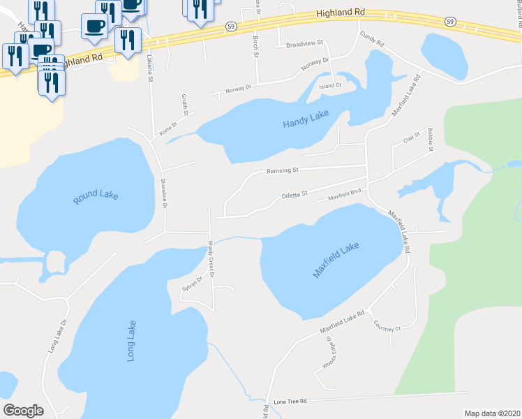 map of restaurants, bars, coffee shops, grocery stores, and more near 1608 Odette Street in Hartland