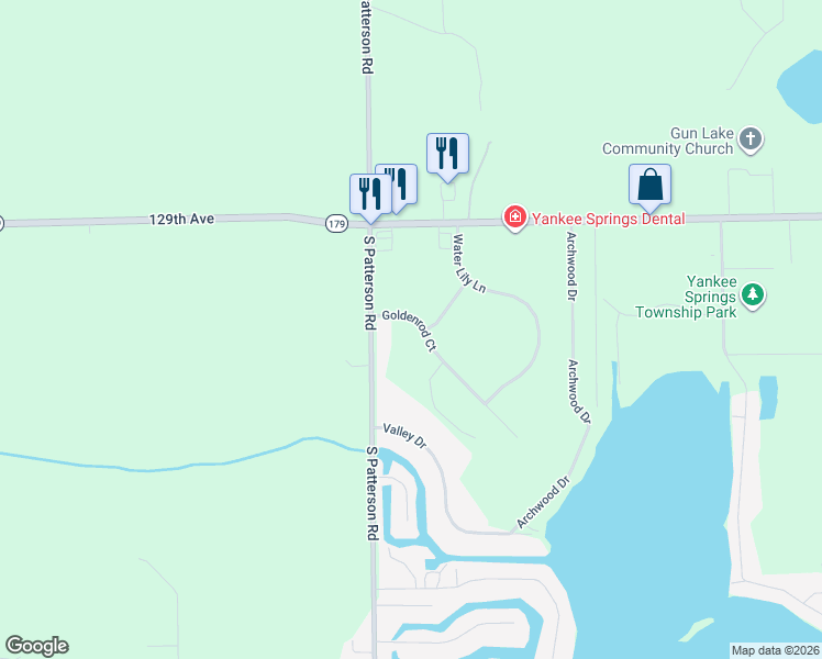 map of restaurants, bars, coffee shops, grocery stores, and more near 12921 Goldenrod Court in Wayland