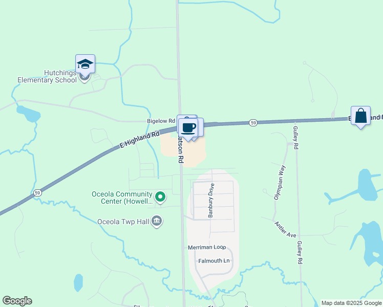 map of restaurants, bars, coffee shops, grocery stores, and more near 1876 North Latson Road in Howell