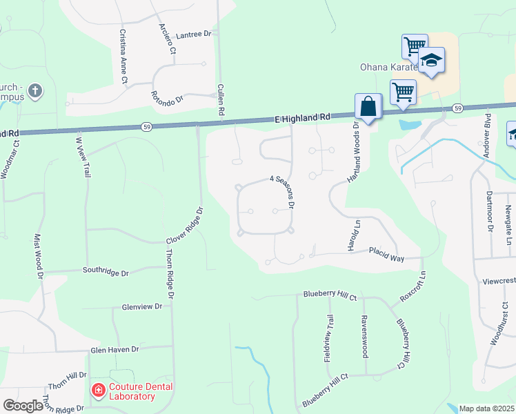 map of restaurants, bars, coffee shops, grocery stores, and more near 9147 Leyland Court in Howell