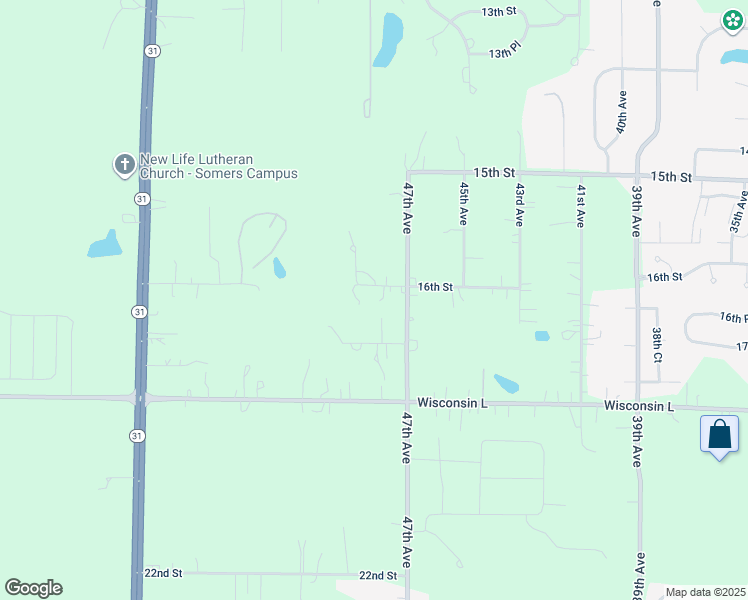 map of restaurants, bars, coffee shops, grocery stores, and more near 4825 16th Street in Kenosha
