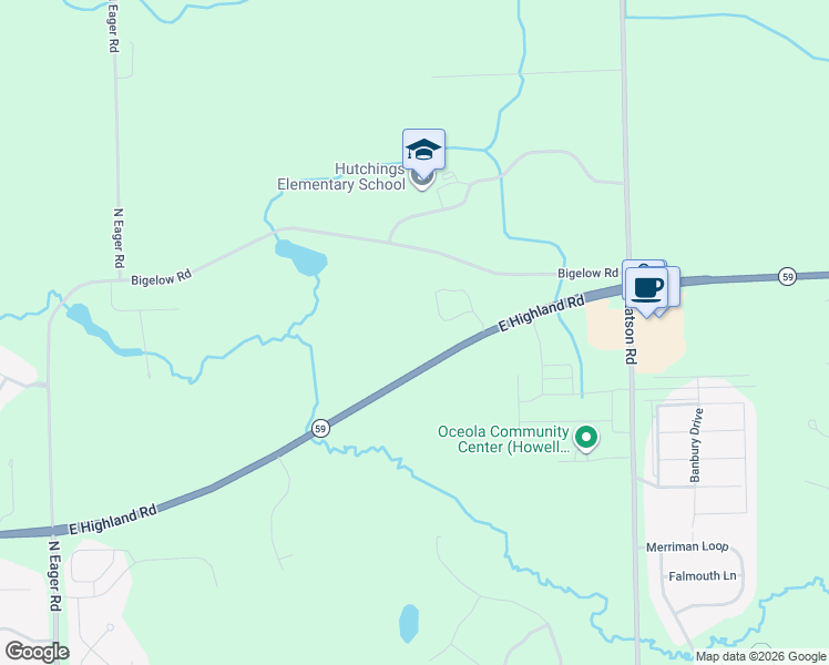 map of restaurants, bars, coffee shops, grocery stores, and more near 2180 Hawthorn Meadows in Howell