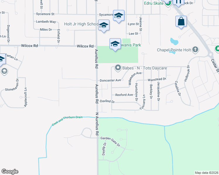 map of restaurants, bars, coffee shops, grocery stores, and more near 1595 Grayfriars Avenue in Delhi charter Township