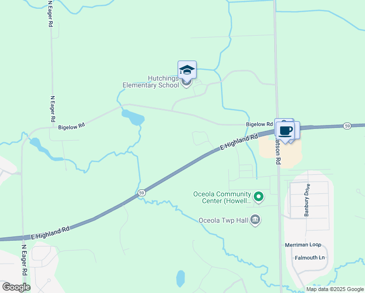 map of restaurants, bars, coffee shops, grocery stores, and more near 3451-3843 East Highland Road in Howell