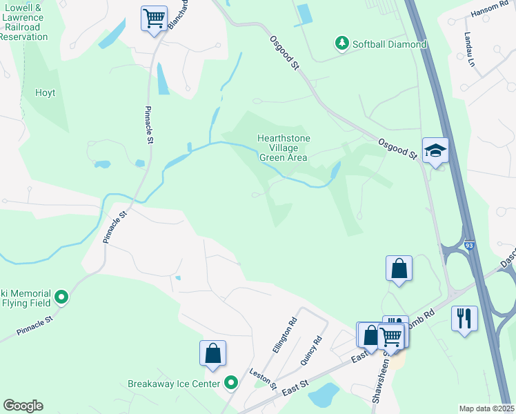 map of restaurants, bars, coffee shops, grocery stores, and more near 28 Hearthstone Place in Andover