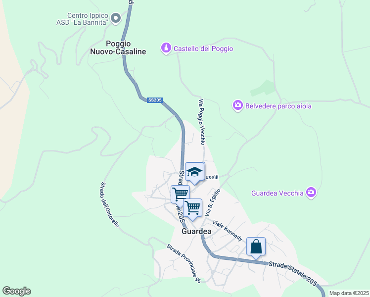 map of restaurants, bars, coffee shops, grocery stores, and more near 232 SS205 in Guardea
