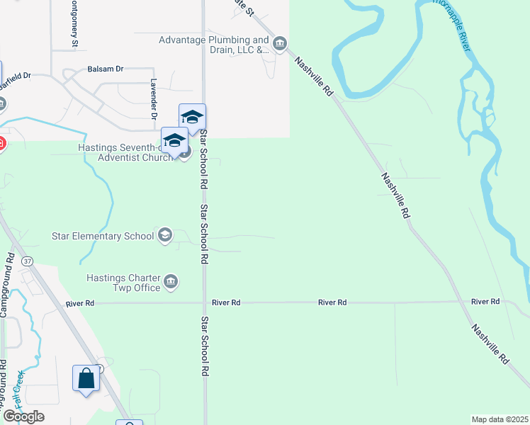 map of restaurants, bars, coffee shops, grocery stores, and more near 1851 Star School Road in Hastings