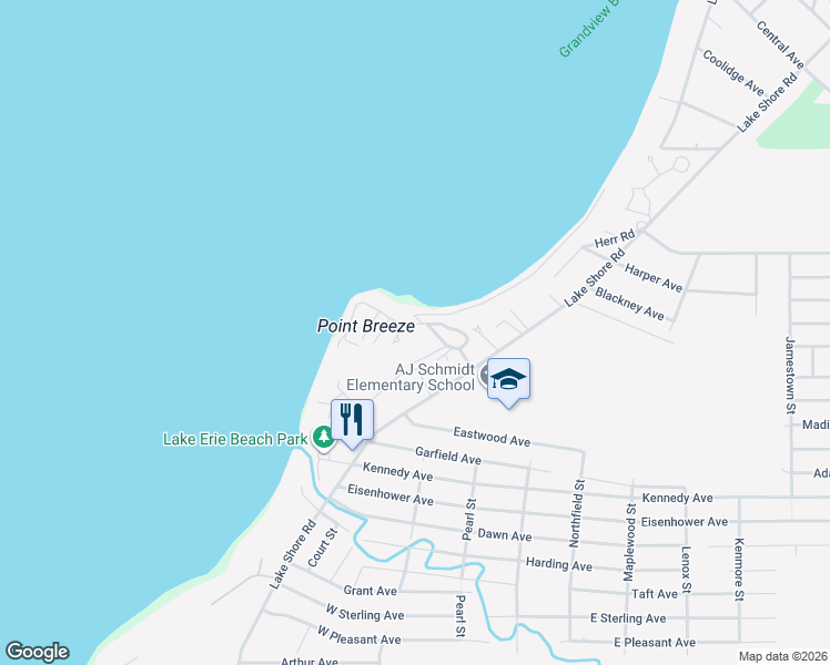 map of restaurants, bars, coffee shops, grocery stores, and more near 9536-9598 Southwood Drive in Angola