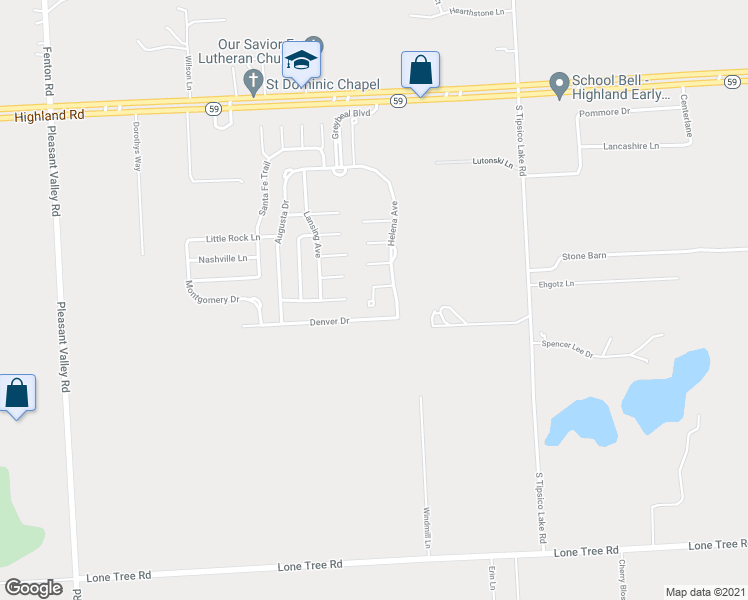 map of restaurants, bars, coffee shops, grocery stores, and more near 13570 Bismarck Circle in Hartland