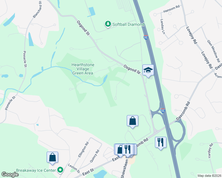 map of restaurants, bars, coffee shops, grocery stores, and more near 17 Keystone Way in Andover