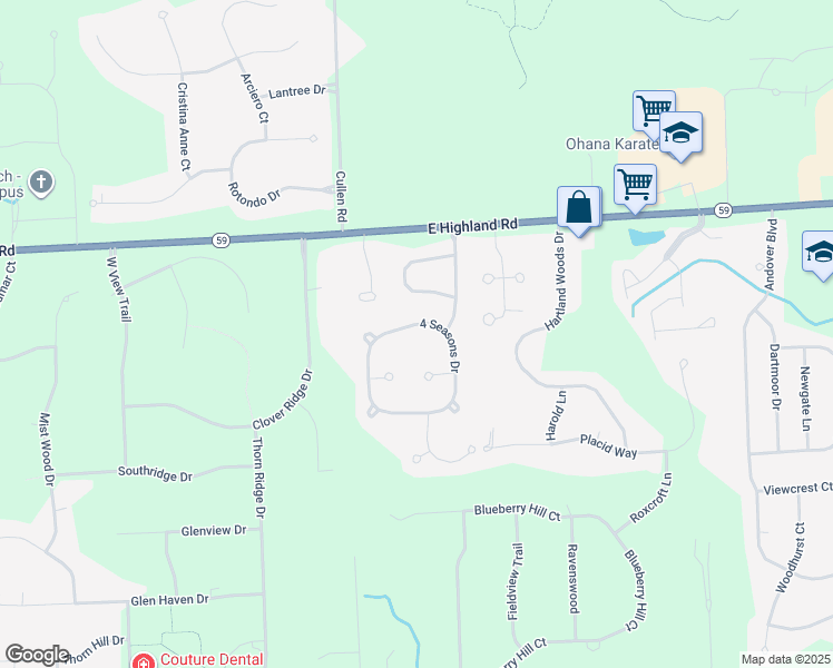 map of restaurants, bars, coffee shops, grocery stores, and more near 9147 Leyland Court in Howell