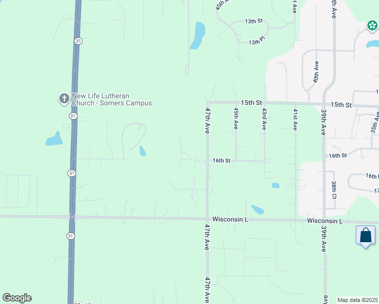 map of restaurants, bars, coffee shops, grocery stores, and more near 4825 16th Street in Kenosha