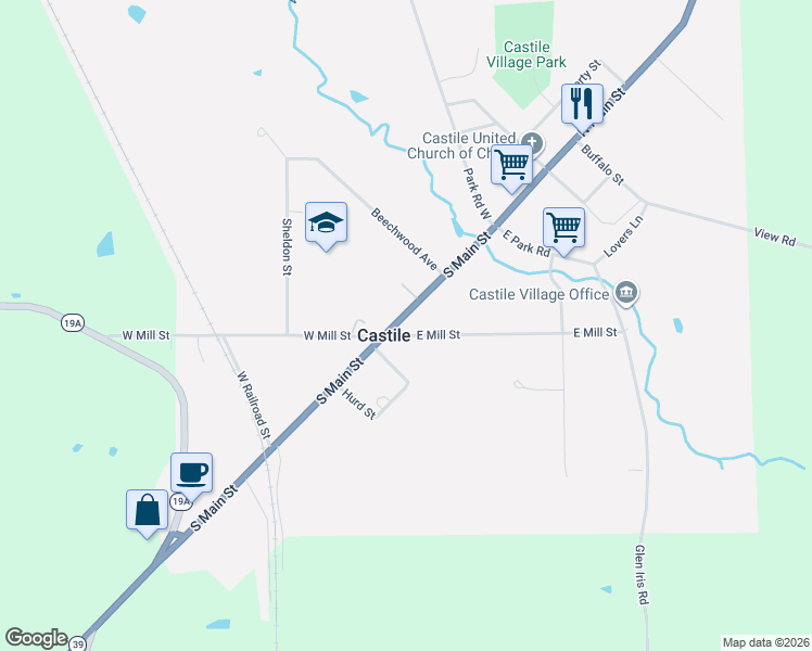 map of restaurants, bars, coffee shops, grocery stores, and more near in Castile