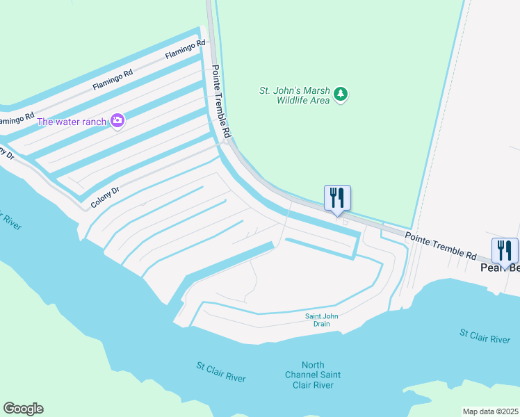 map of restaurants, bars, coffee shops, grocery stores, and more near 6408 Marina Drive in Clay Township