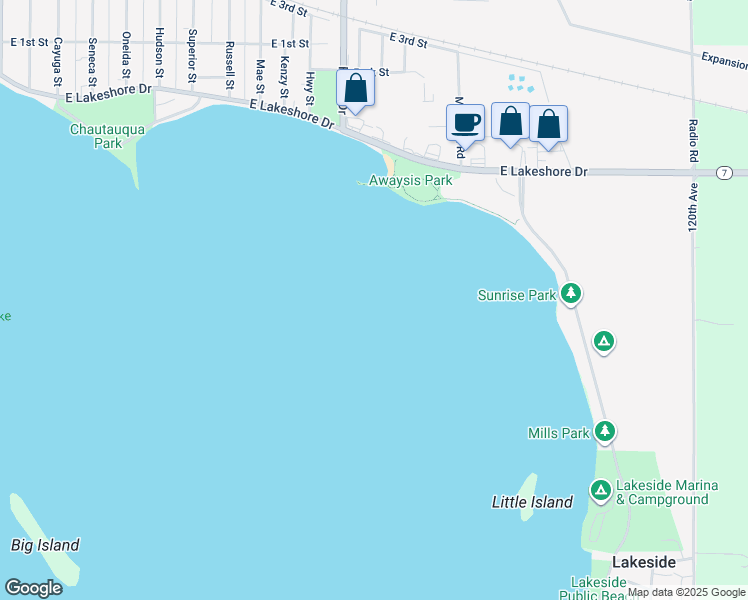 map of restaurants, bars, coffee shops, grocery stores, and more near in Lakeside