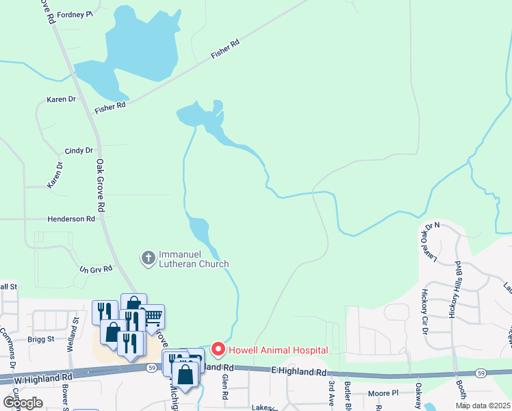 map of restaurants, bars, coffee shops, grocery stores, and more near in Howell