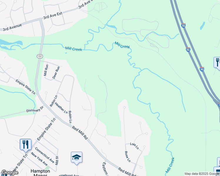 map of restaurants, bars, coffee shops, grocery stores, and more near 45-50 Olcott Ln in Rensselaer