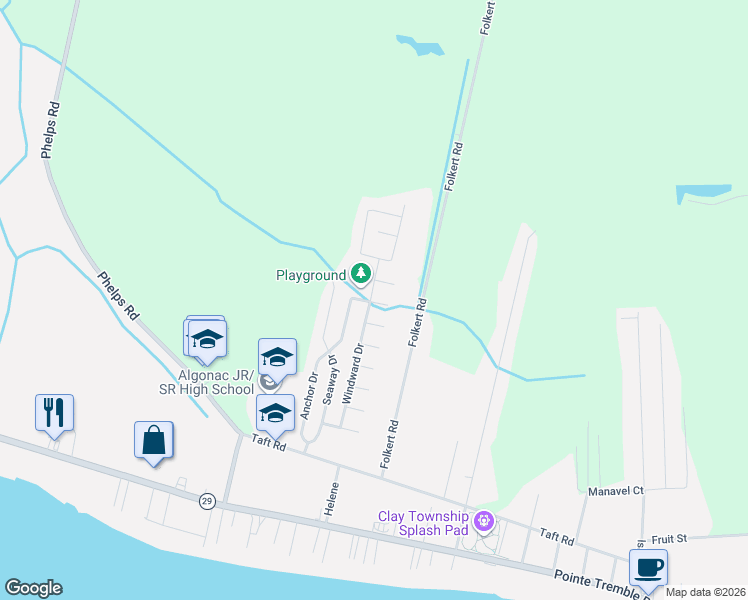 map of restaurants, bars, coffee shops, grocery stores, and more near 5696 Windjammer Court in Clay Township