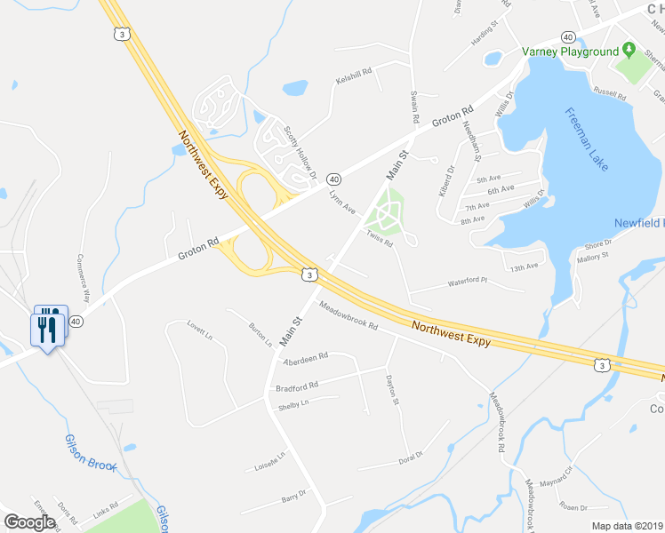 map of restaurants, bars, coffee shops, grocery stores, and more near 55 Main Street in Chelmsford