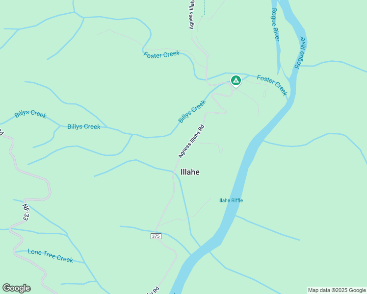 map of restaurants, bars, coffee shops, grocery stores, and more near 37166 Agness Illahe Road in Agness