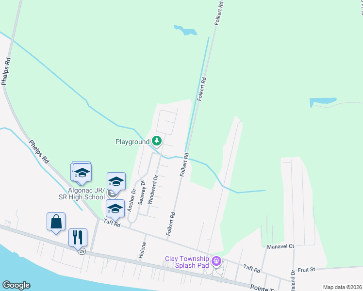 map of restaurants, bars, coffee shops, grocery stores, and more near 9336 Folkert Road in Clay Township