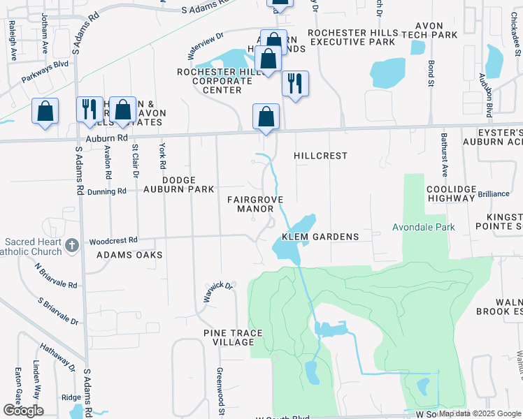 map of restaurants, bars, coffee shops, grocery stores, and more near 3148 Topview Court in Rochester Hills