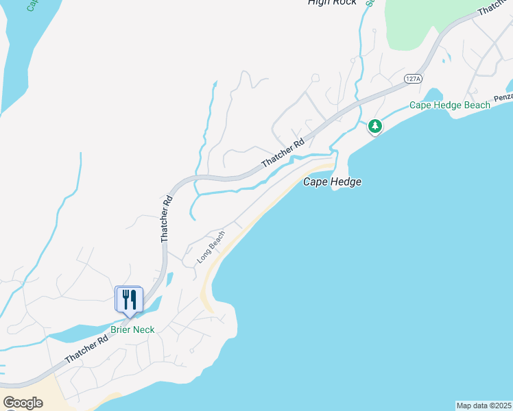 map of restaurants, bars, coffee shops, grocery stores, and more near 83 Long Beach in Rockport