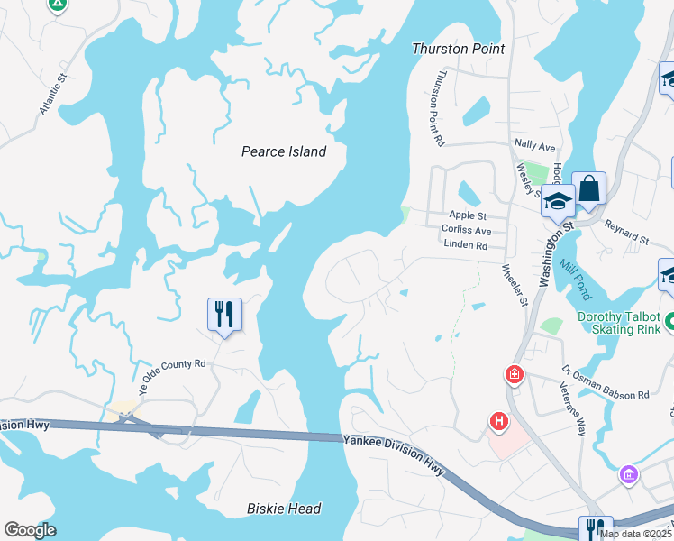 map of restaurants, bars, coffee shops, grocery stores, and more near 77 Riverview Road in Gloucester