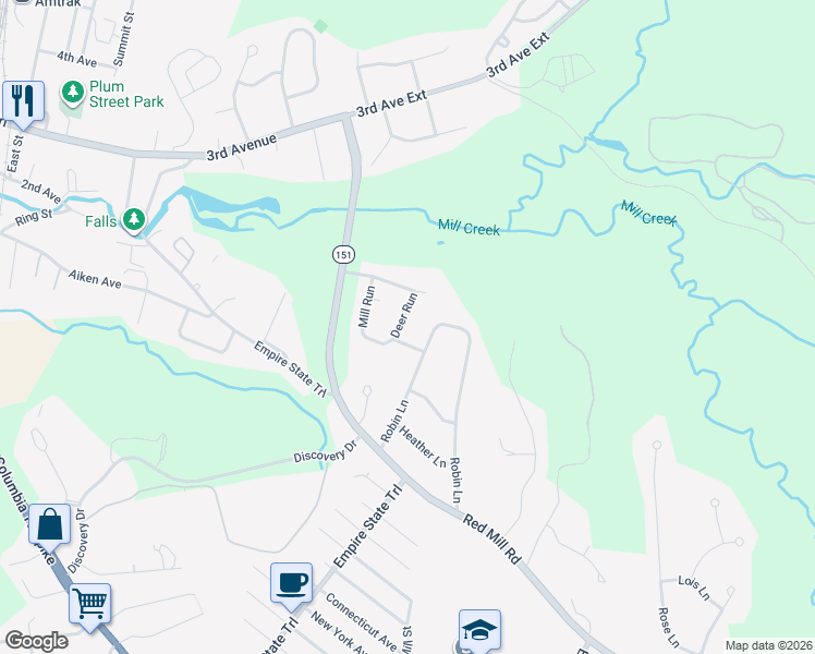 map of restaurants, bars, coffee shops, grocery stores, and more near 3 Deer Run in Rensselaer