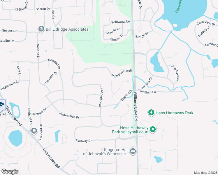 map of restaurants, bars, coffee shops, grocery stores, and more near 614 Rumson Court in White Lake charter Township