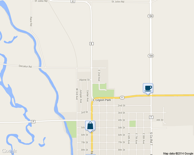 map of restaurants, bars, coffee shops, grocery stores, and more near N307 East 2nd Avenue in Brodhead