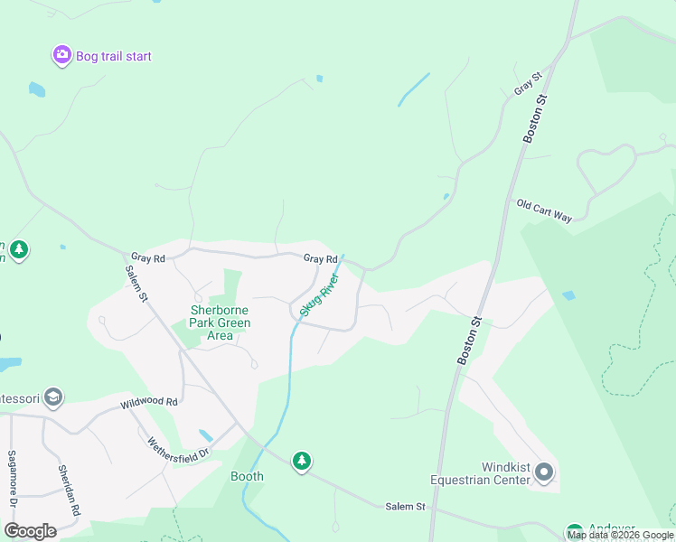 map of restaurants, bars, coffee shops, grocery stores, and more near 55 Gray Road in Andover