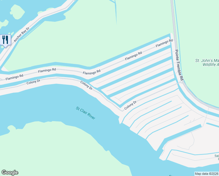 map of restaurants, bars, coffee shops, grocery stores, and more near 7284 Bluebill Road in Clay Township