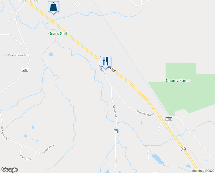 map of restaurants, bars, coffee shops, grocery stores, and more near 177 Savage Road in Holland