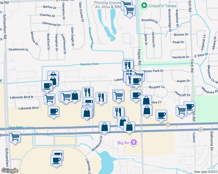 map of restaurants, bars, coffee shops, grocery stores, and more near 45593 Mount Auburn Avenue in Macomb County