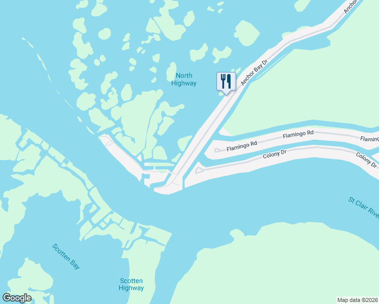 map of restaurants, bars, coffee shops, grocery stores, and more near 8920 Anchor Bay Drive in Clay Township