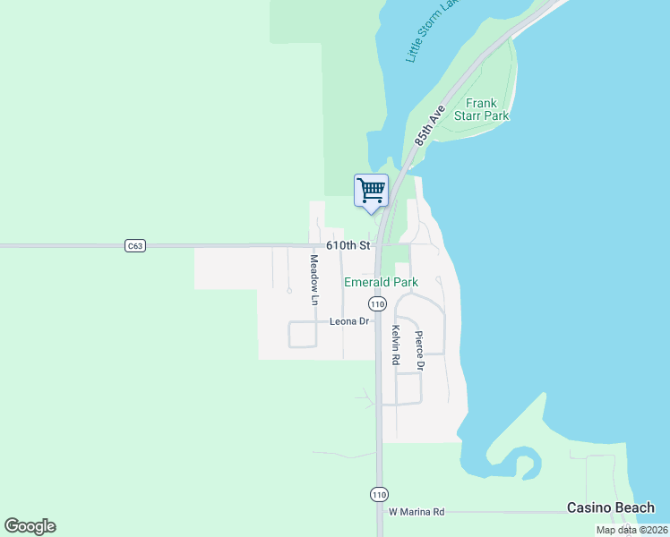 map of restaurants, bars, coffee shops, grocery stores, and more near 708 Clover Lane in Storm Lake
