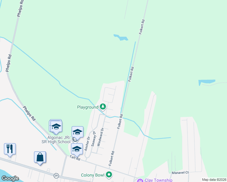 map of restaurants, bars, coffee shops, grocery stores, and more near 9768 Marina Circle in Clay Township