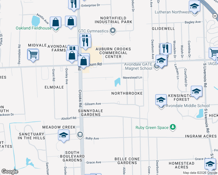 map of restaurants, bars, coffee shops, grocery stores, and more near 1762 Tamm Avenue in Rochester Hills
