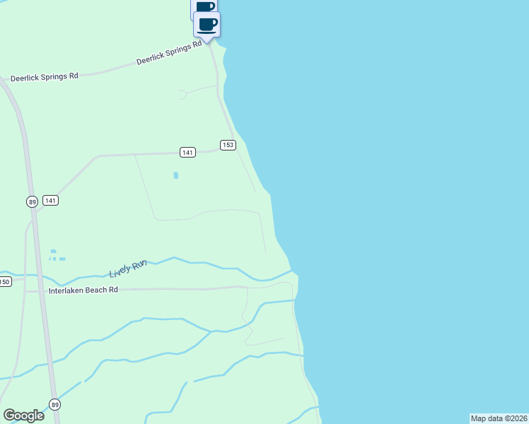 map of restaurants, bars, coffee shops, grocery stores, and more near 8085 Bainbridge Beach Road in Interlaken