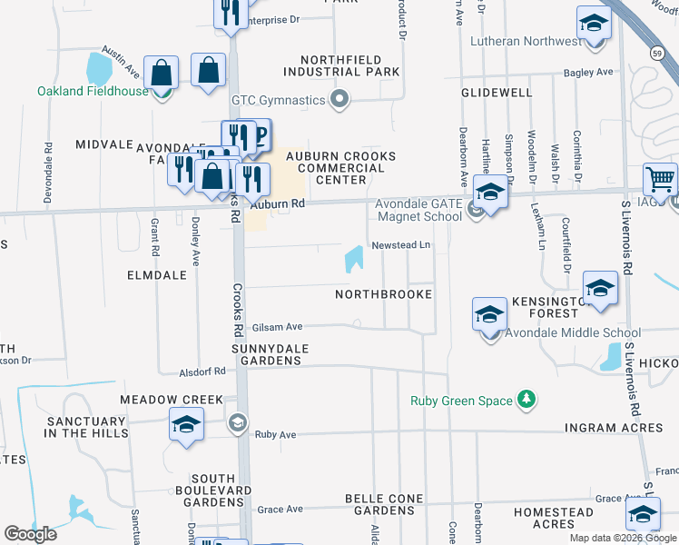map of restaurants, bars, coffee shops, grocery stores, and more near 1762 Tamm Avenue in Rochester Hills