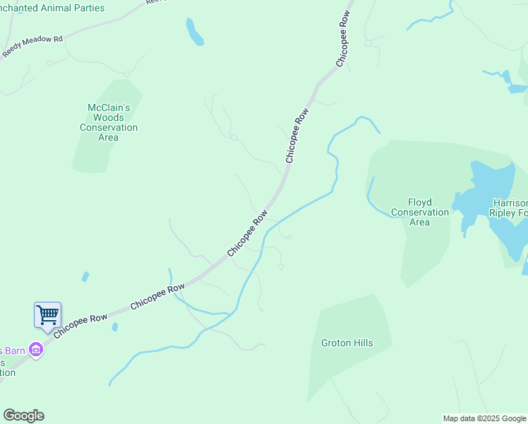 map of restaurants, bars, coffee shops, grocery stores, and more near Chicopee Row in Groton